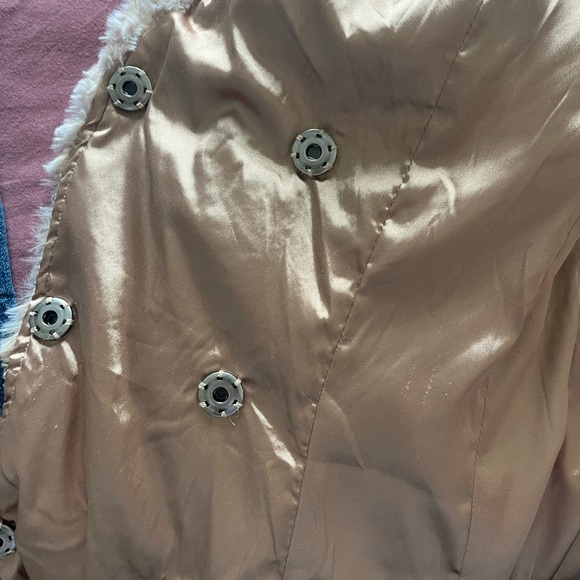 Free People faux fur coat double breasted tan brown fur jacket - Picture 6 of 7